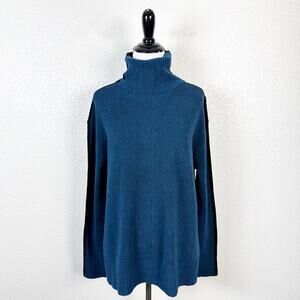 Athleta Womens Transit Merino Wool Knit Colorblock Turtleneck Sweater Size Small